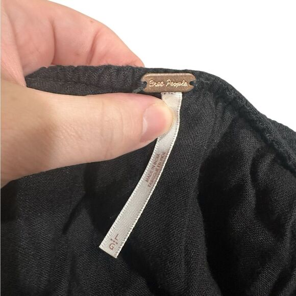 Free People Oxford Embroidered Floral Black Mini Swing Dress Oversized Sz Large - Picture 8 of 8